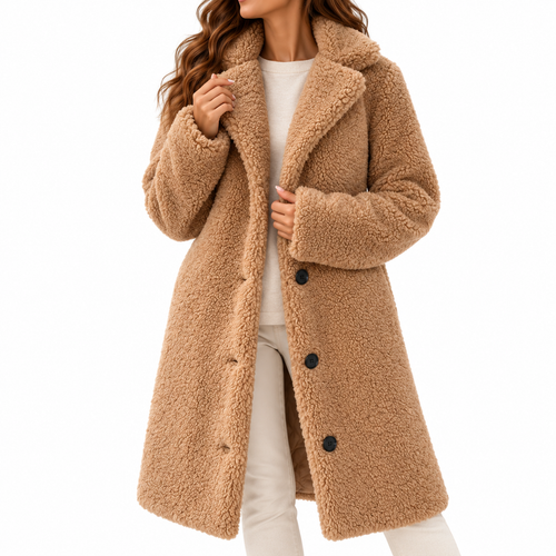 Women's Oversized Teddy Fleece Long Coat, view 2