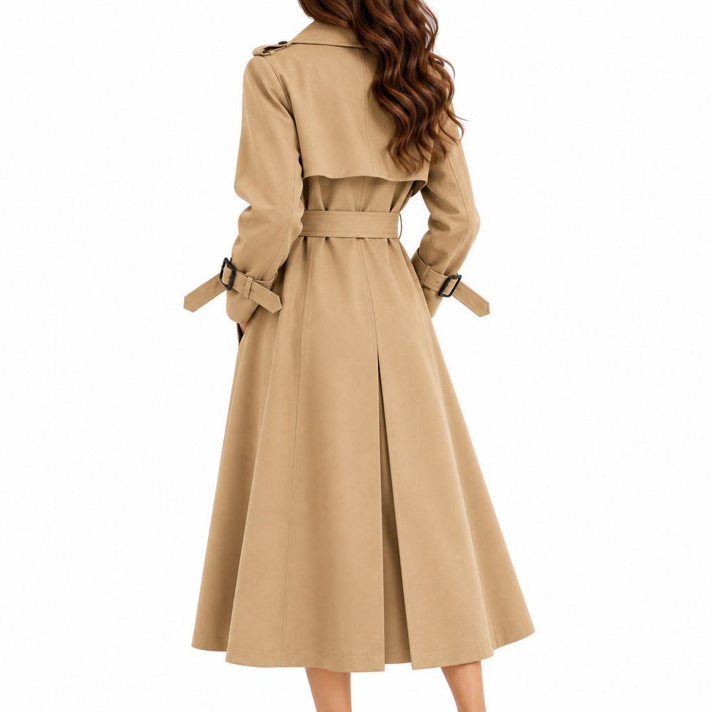 Women's Double-Breasted Belted Trench Coat, view 3